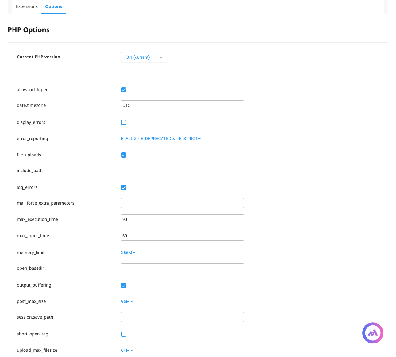 PHP Selector Options